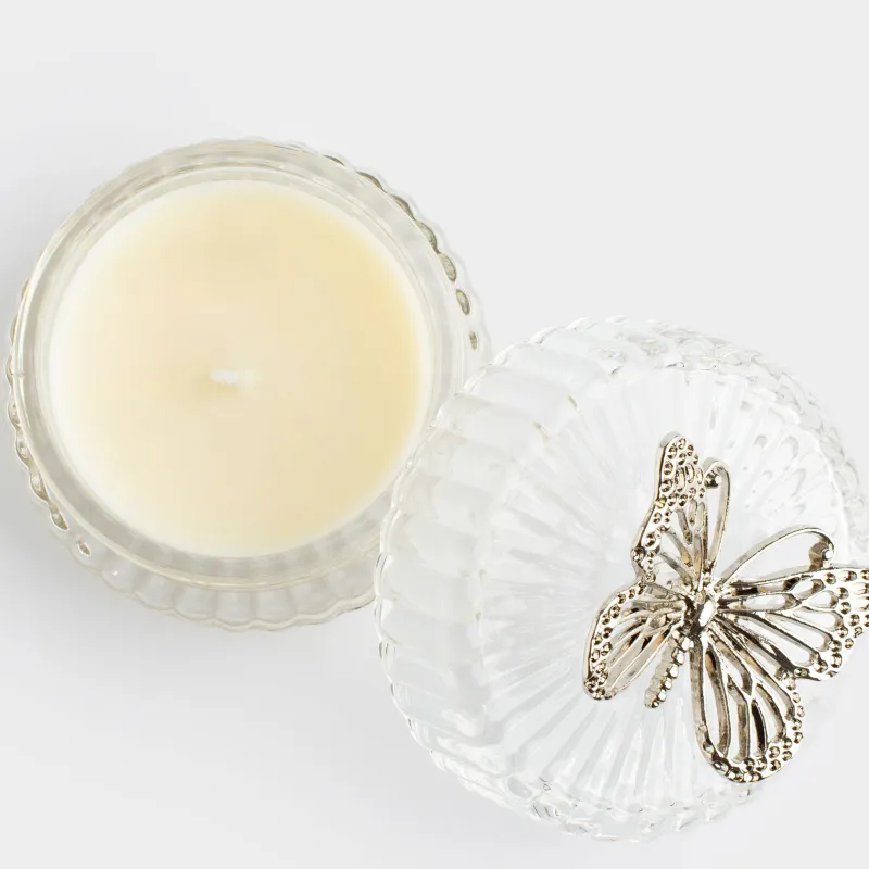 Свеча ароматическая, 7 см, в подсвечнике, с крышкой, стекло/металл, Apple & Peach, Butterfly, image-5
