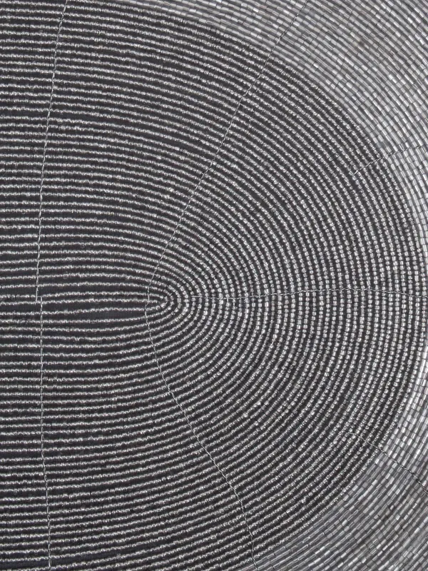 Салфетка под приборы, 31х41 см, бисер, овальная, темно-серая, Shiny beads, image-1