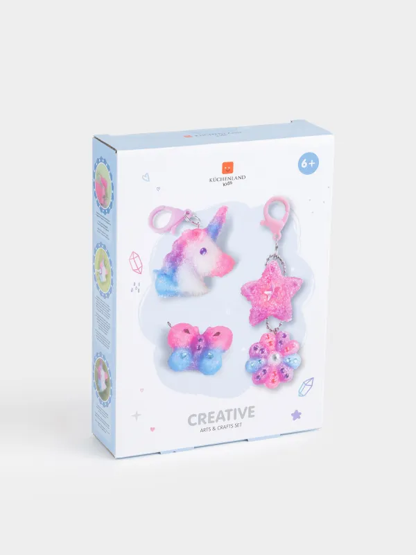 Набор для творчества, 4 пр, кварцевая живопись, гипс, Брелоки, Creative, image-0