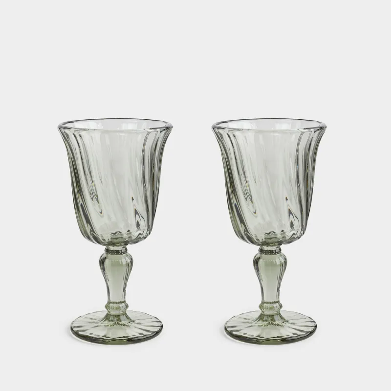 Бокал-кубок для вина, 220 мл, 2 шт, стекло Р, зеленый, Lombardy R color