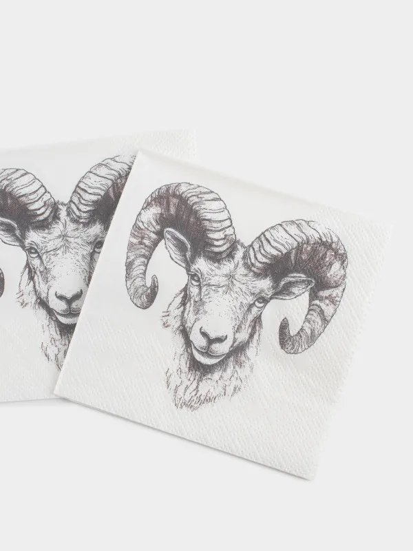 Салфетки бумажные, 21х21 см, 20 шт, Баран, Mouflon, image-1