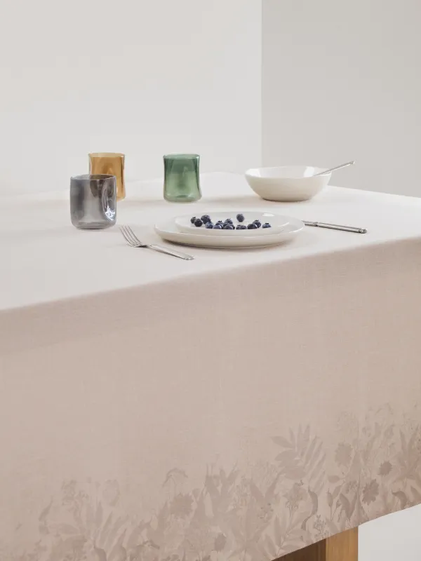 Скатерть, 170х250 см, полиэстер, бежевая, Цветы и листья, Geous flowers, image-5