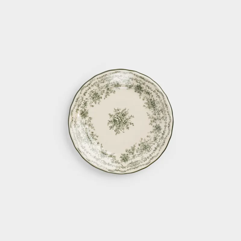 Тарелка закусочная, 22 см, фарфор P, молочная, Зеленые цветы, Green lace