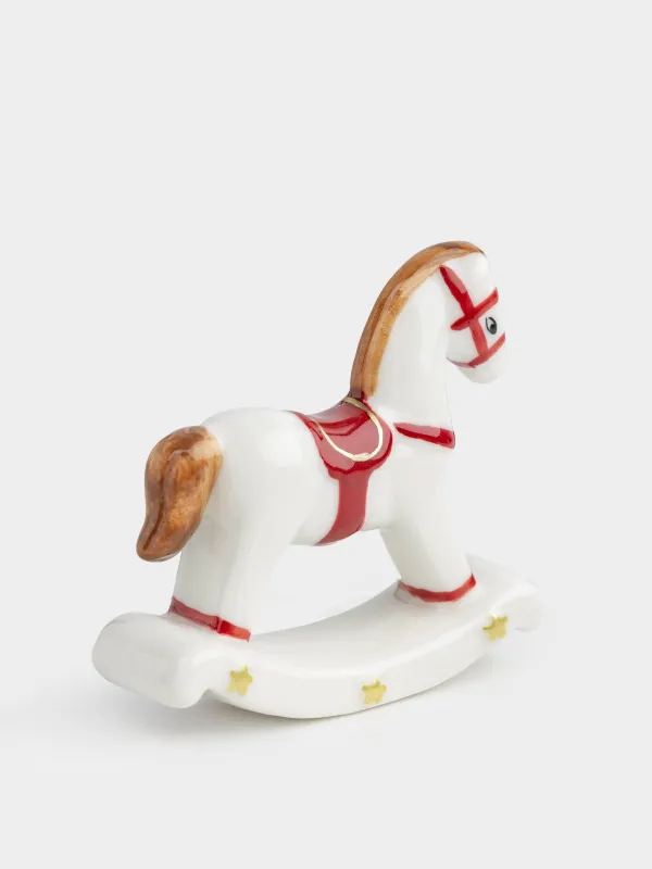 Статуэтка, 7 см, фарфор P, белая, Лошадка-качалка, Antique horse, image-3