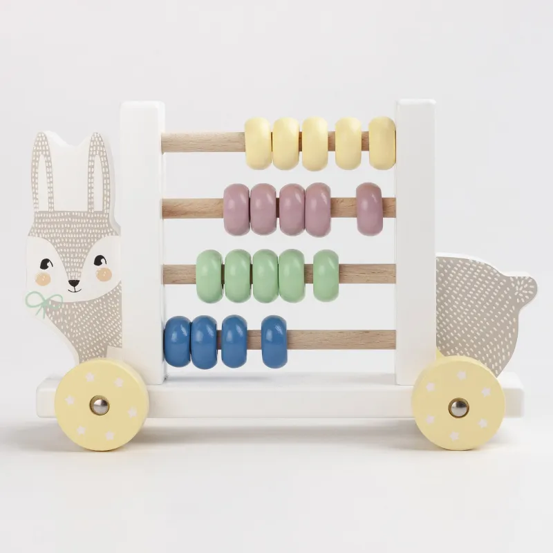 Игрушка развивающая, 20 см, дерево, Счеты на колесах, Kiddy, image-0