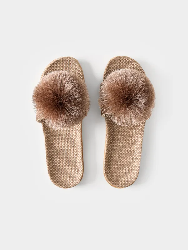 Шлепанцы плетеные с помпоном, Pompon, image-1