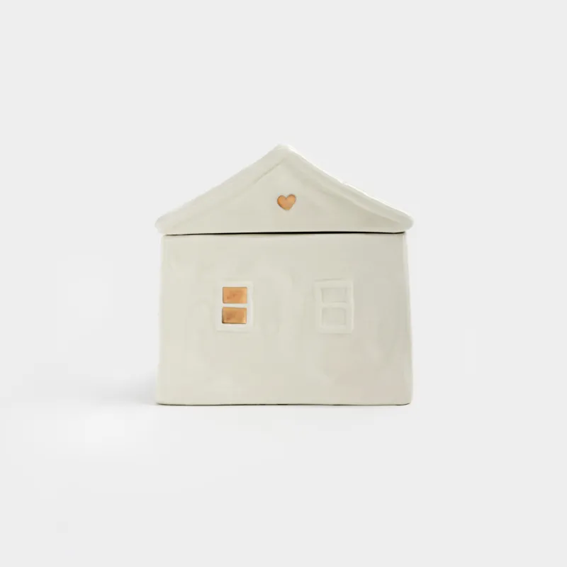 Емкость для хранения, 13х12 см, 680 мл, керамика, молочно-золотистая, Дом, Snow sparks