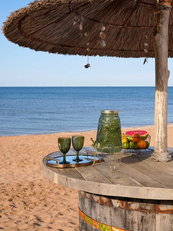 Бокал-кубок для вина, 260 мл, стекло Р, зеленый, Тропические листья, Tropical leaves, image-5