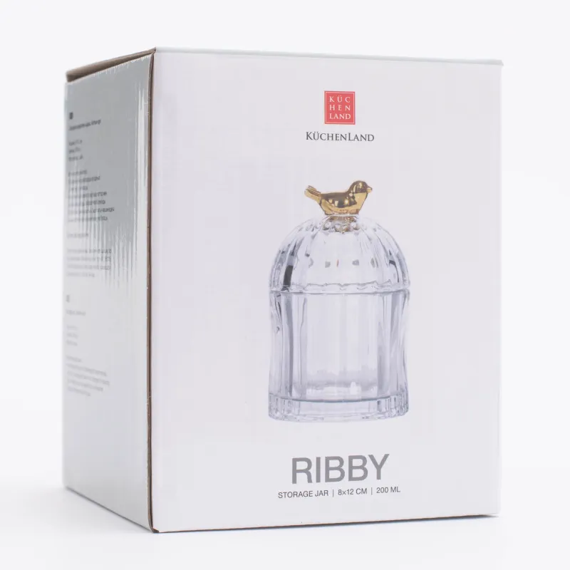 Емкость для хранения, 8х12 см, 200 мл, стекло Р/металл, Золотистая птица, Paradise garden, image-5