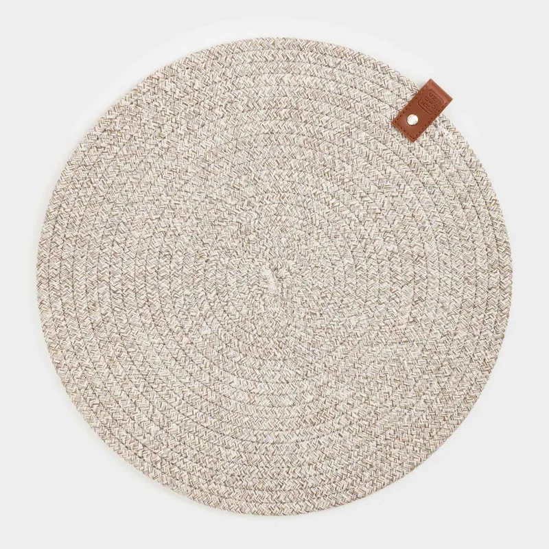 Салфетка под приборы, 38 см, полиэстер/хлопок, круглая, бежево-коричневая, Swivel