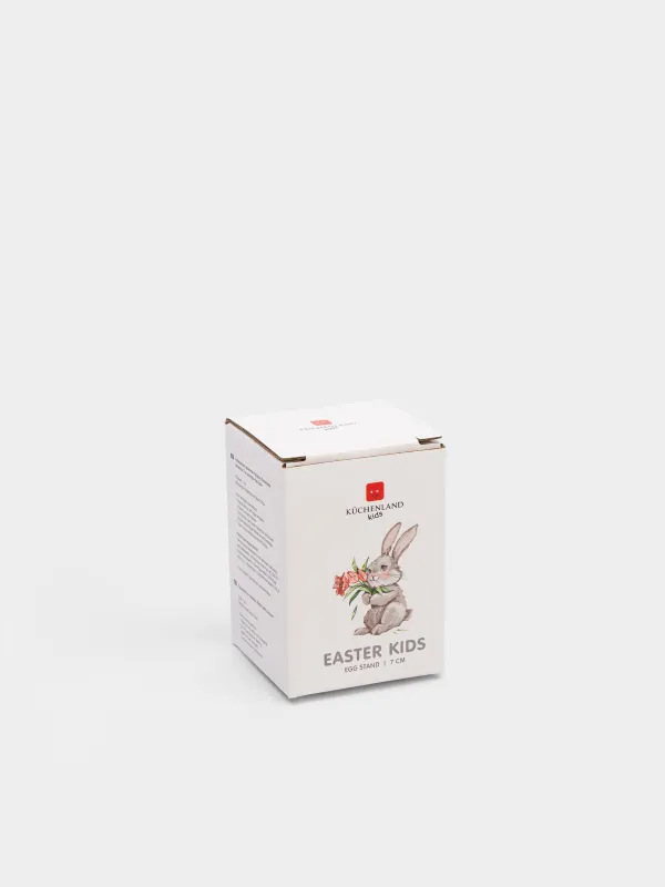 Подставка для яйца, детская, 7 см, фарфор N, белая, Кролик с букетом, Easter Kids, image-4