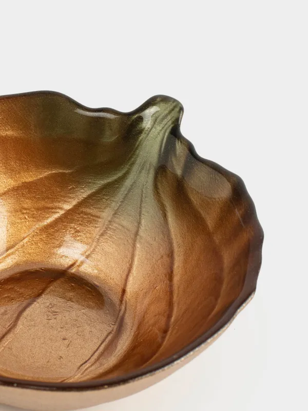 Пиала, 13х5 см, стекло, янтарно-зеленая, Тыква, Pumpkin, image-1