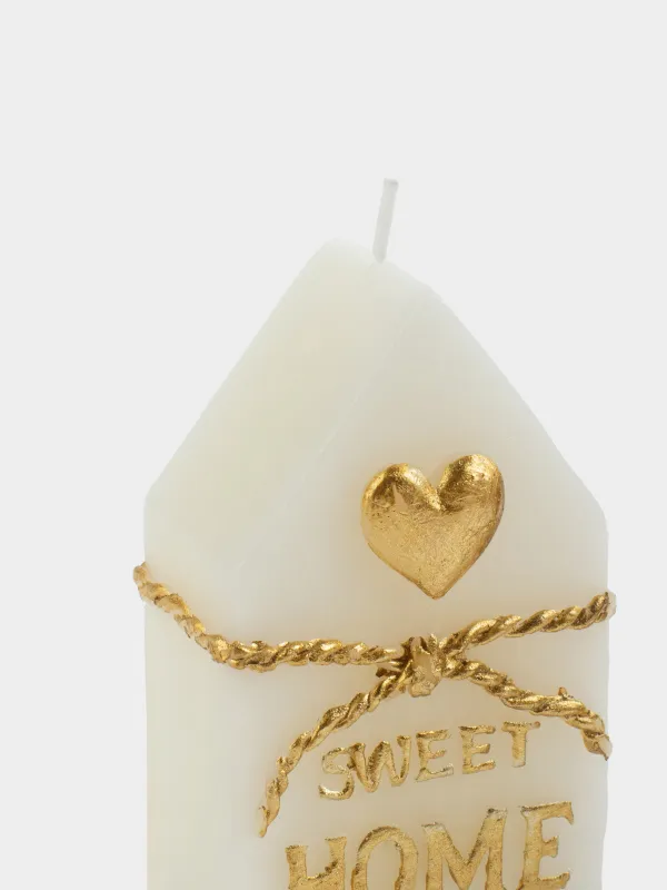 Свеча, 5х8 см, молочно-золотистая, Домик, House shape, image-3