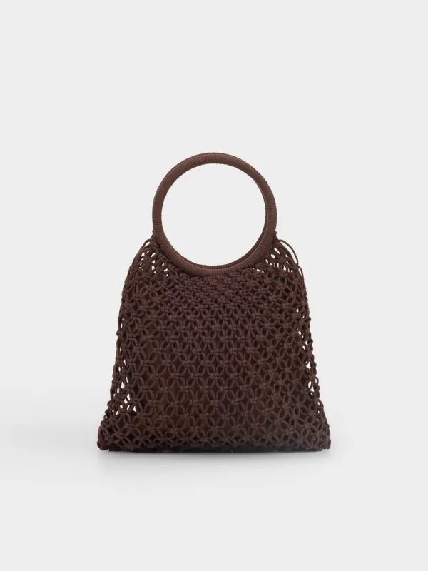 Сумка пляжная, 35х28 см, плетеная, полиэстер, коричневая, Stintino, image-0