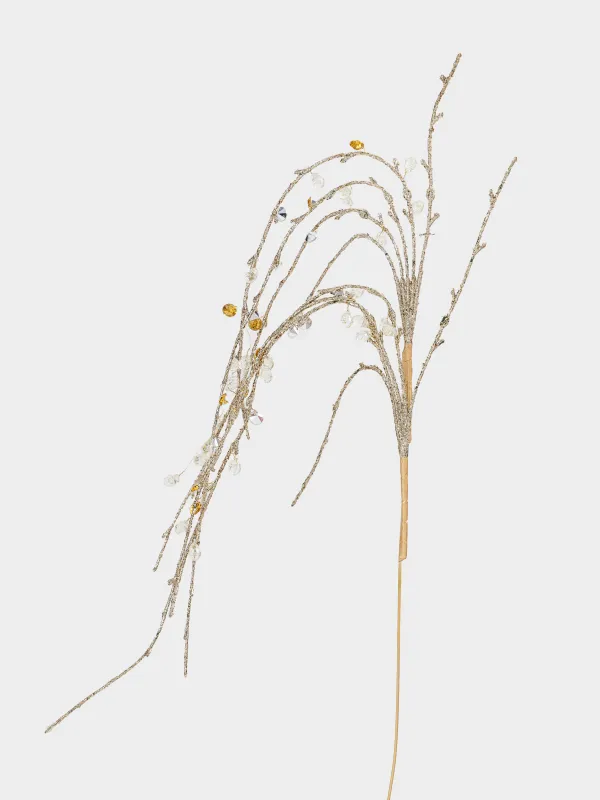 Ветка декоративная, 72 см, пластик/акрил, Серебристо-золотистые кристаллы, Crystal decor, image-2