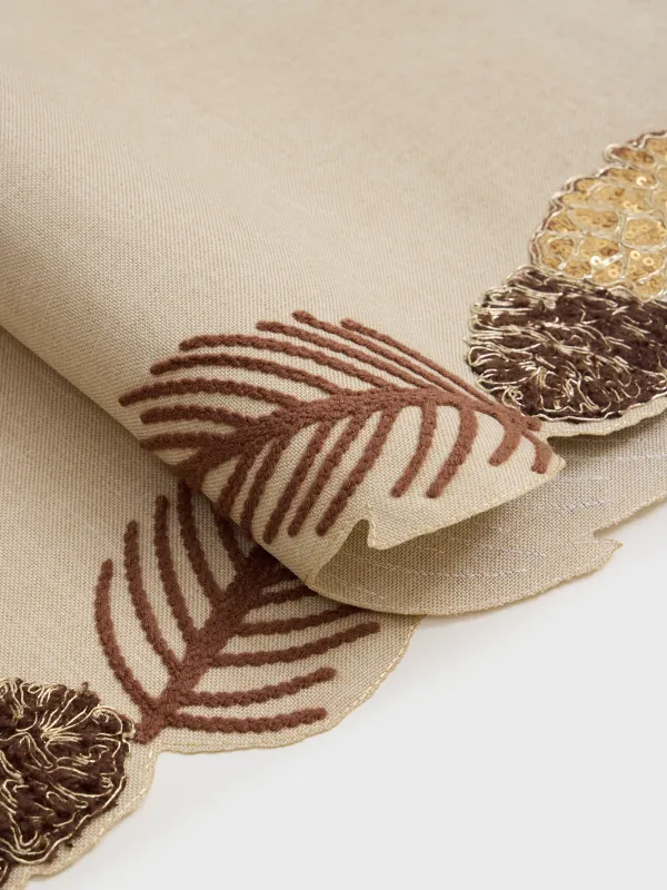 Дорожка настольная, 40х160 см, Шишки на ветках, Conifers, image-1