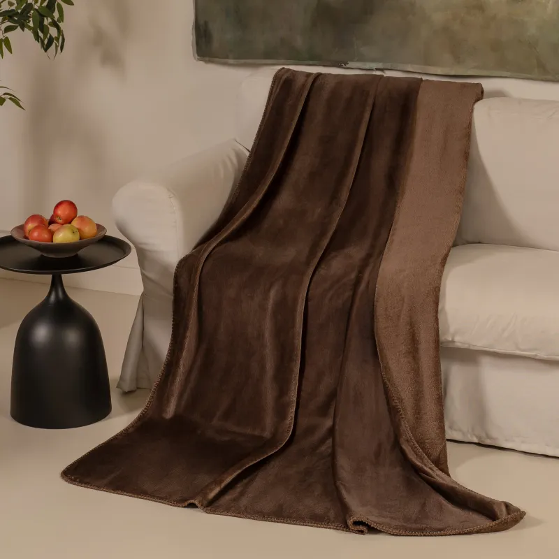 Плед, 140х190 см, фланель, коричневый, Flannel