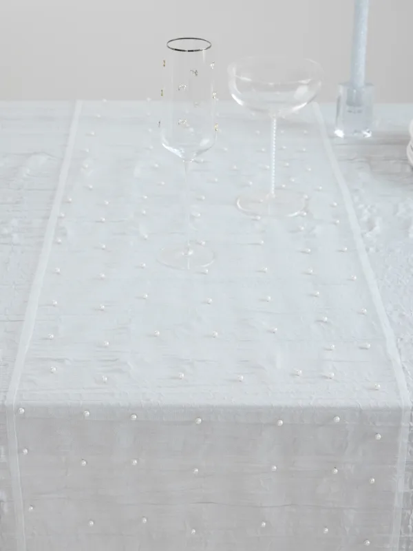 Дорожка настольная, 40х160 см, полиэстер/пластик, белая, Жемчужины, Pearl Antarctica, image-2