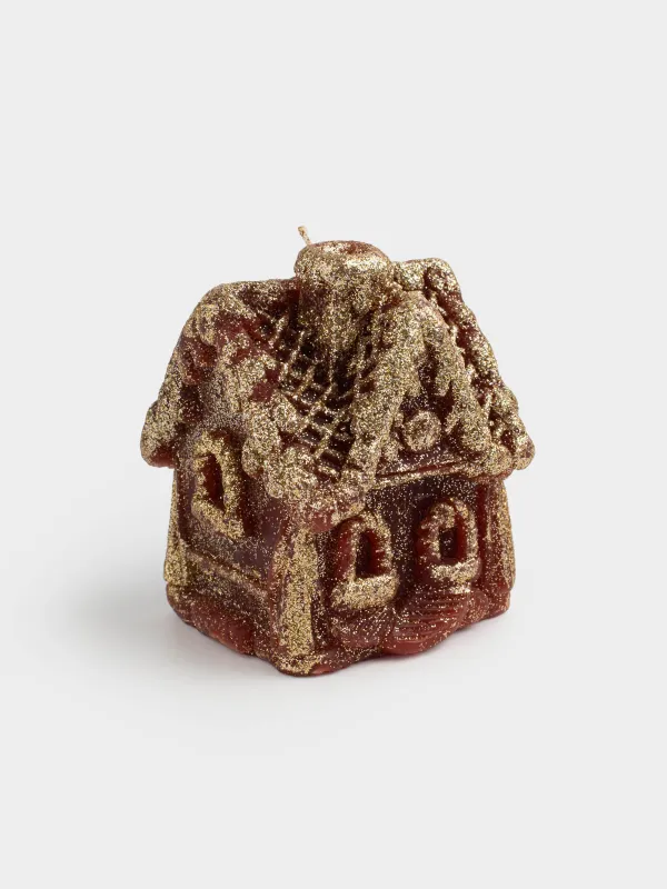 Свеча, 7х9 см, с блестками, бордовая, Домик, House shape, image-3