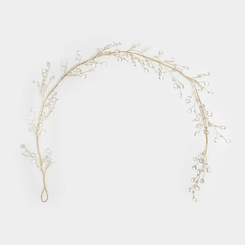 Ветка-гирлянда декоративная, 1,2 м, акрил/металл, Серебристые кристаллы, Crystal decor
