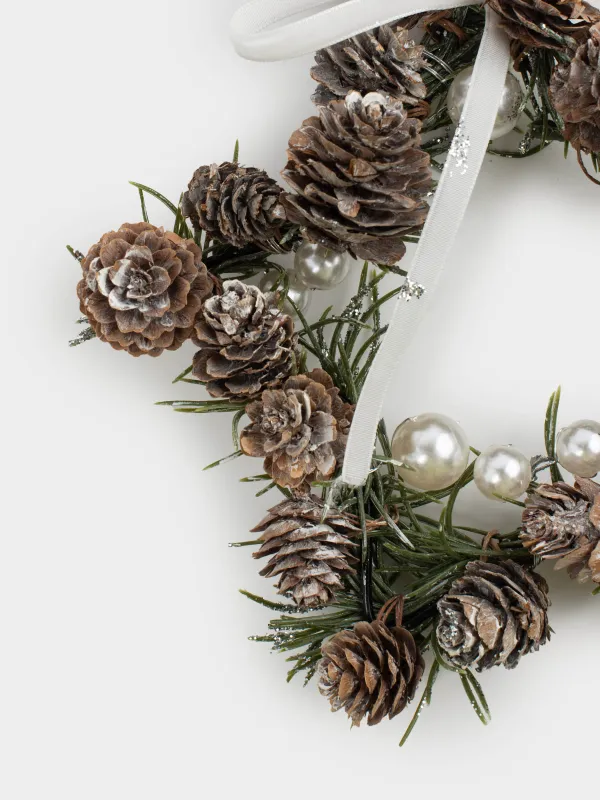 Венок декоративный, 9/18 см, пластик/металл, Conifer delice, image-1