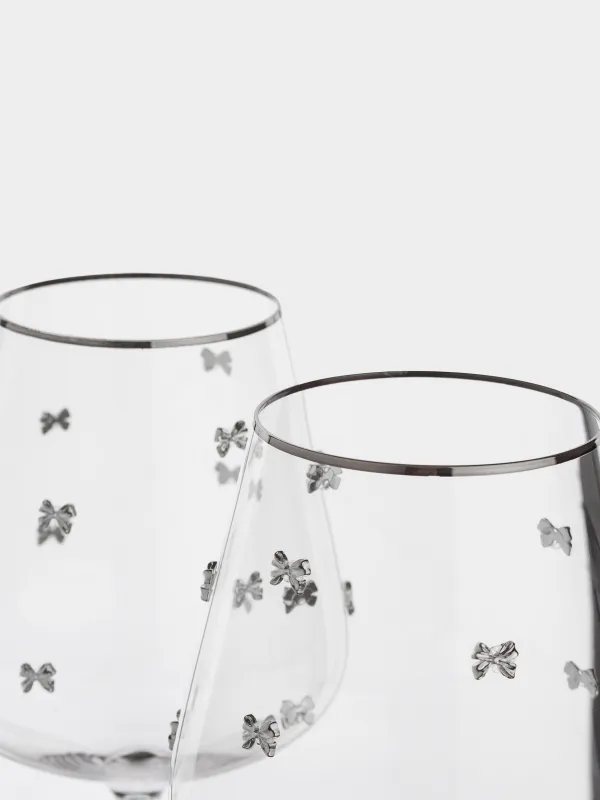 Бокал для красного вина, 650 мл, 2 шт, кристальное стекло, с серебристым кантом, Ferentino decor, image-2