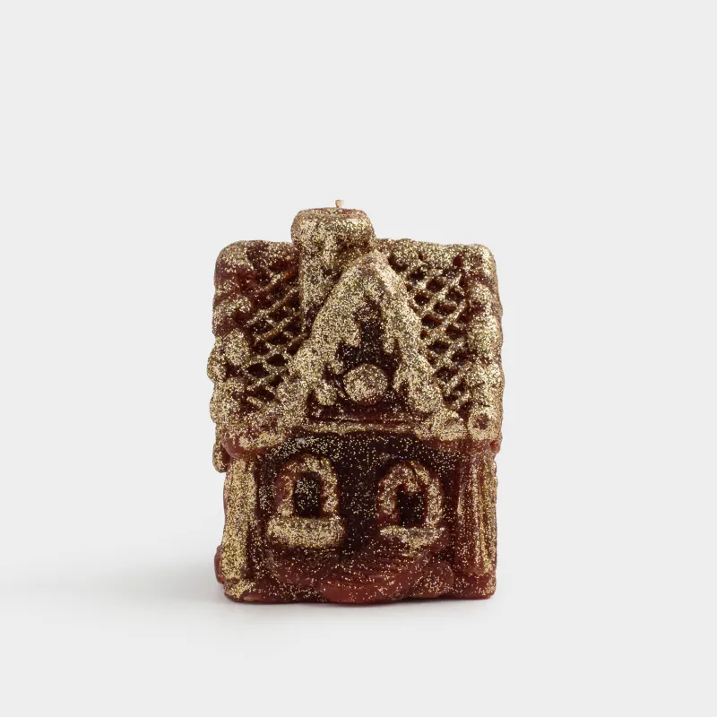 Свеча, 7х9 см, с блестками, бордовая, Домик, House shape