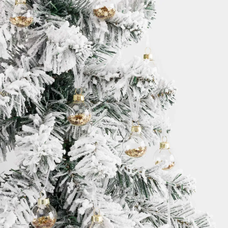 Набор елочных игрушек, 4 см, 12 шт, стекло, золотистый, Шар со звездами, Ball filler, image-7