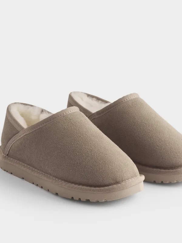 Угги короткие из замши и подкладкой из шерсти, Suede, image-3