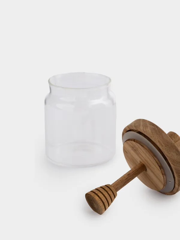 Банка для меда, 400 мл, с ложкой, стекло Б/дерево, Noble tree, image-2