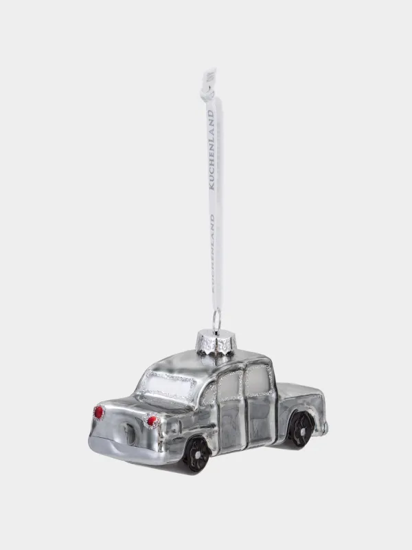 Игрушка елочная, 10х4 см, стекло, с блестками, серебристая, Машина, Figure christmas, image-1