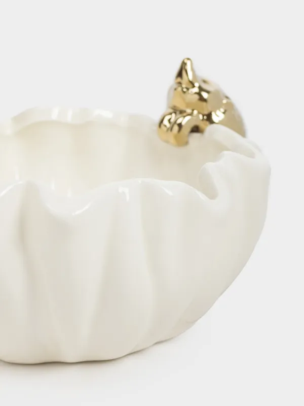 Салатник, 16х6 см, 580 мл, керамика, молочно-золотистый, Еж, Golden glow, image-3