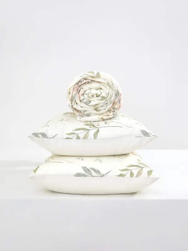 КПБ евро, сатин 205 ТС, желто-белый, Ветви, Satin, image-5