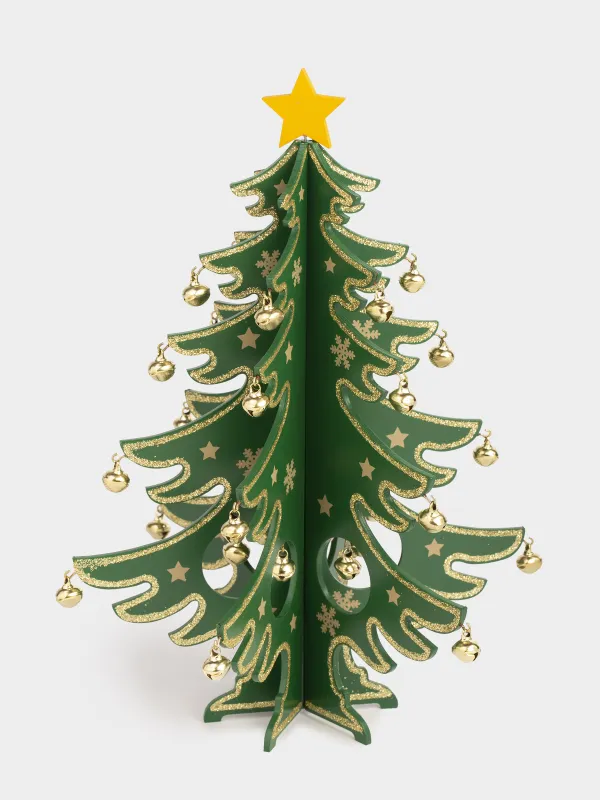 Статуэтка, 29 см, с подвесками, Елка с золотистыми шарами, Christmas style, image-2