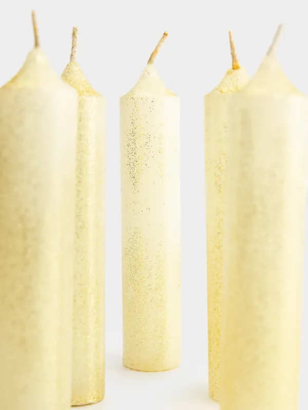 Свеча, 11 см, 5 шт, тонкая, с блестками, Sparkly candle, image-2