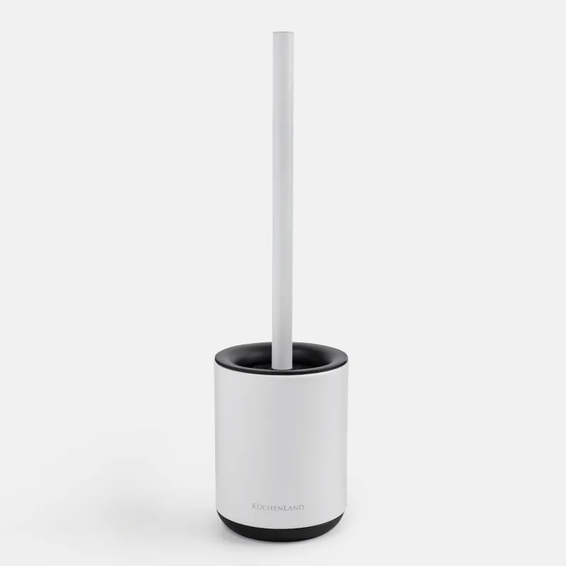 Ерш туалетный, 38 см, с подставкой, резина/металл, бело-черный, Vesta