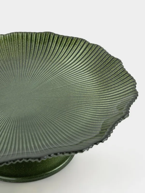 Блюдо на ножке, 21х7 см, стекло Р, зеленое, Ribby color, image-2