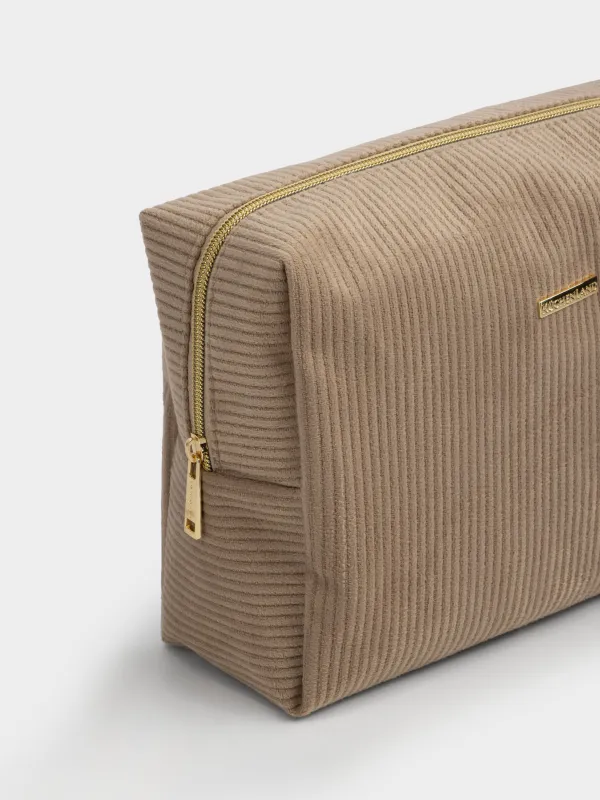 Косметичка, 25х18 см, в рубчик, бархат, бежевая, Moire, image-3