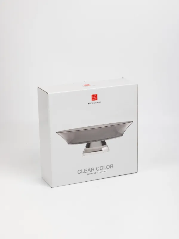 Блюдо на ножке, 20х7 см, стекло, серое, Clear grey, image-5