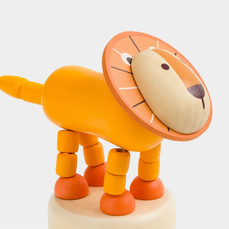 Игрушка, 9х4 см, дергунчик, дерево, желтая, Львенок, Leo, image-4
