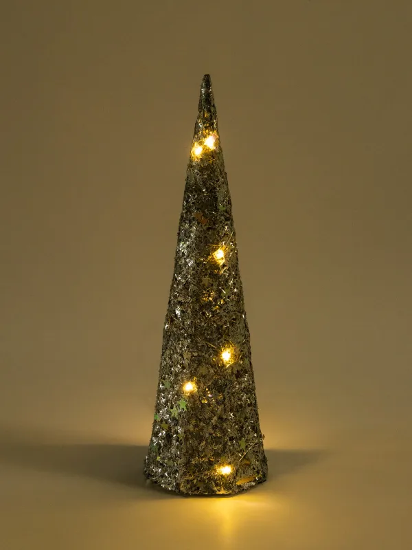 Ель-конус, 40 см, с подсветкой, Звезды, Frosty sparks, image-4