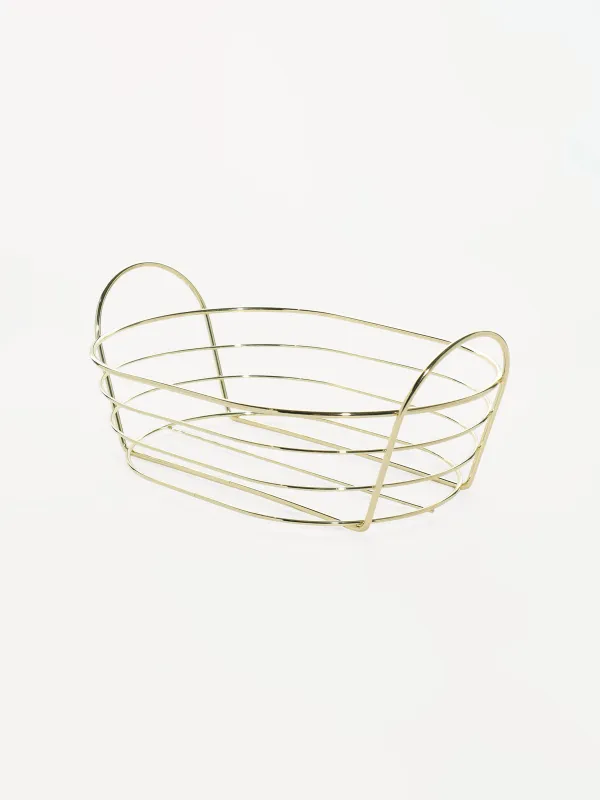 Корзина для хлеба, 27x20 см, хлопок/металл, овальная, молочная/золотистая, Twist gold, image-4