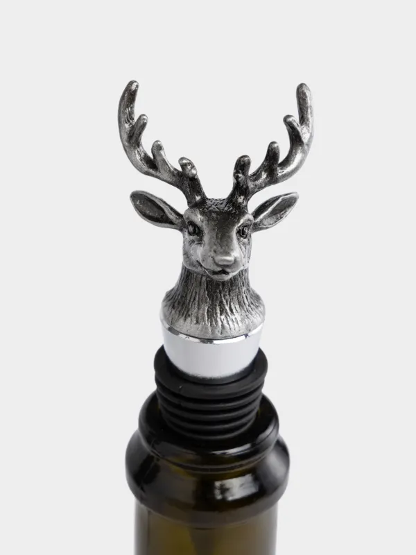 Пробка для винной бутылки, 10 см, Голова оленя, Deer silver, image-2