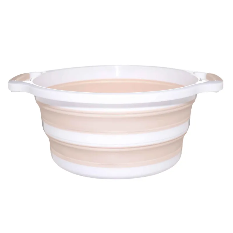 Таз складной, 10 л, пластик/резина, бежево-розовый, Foldaway