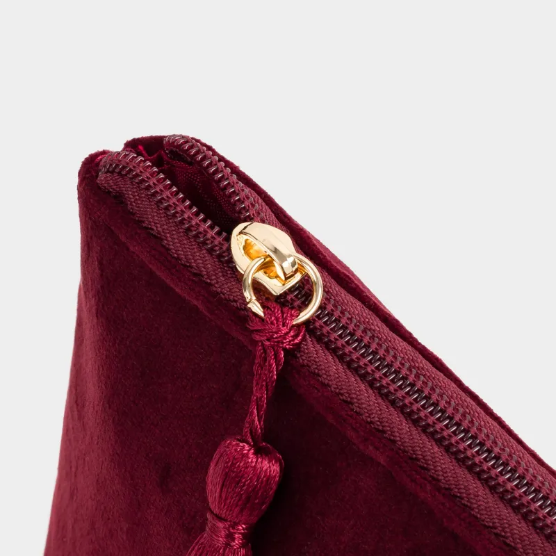 Косметичка, 22х14 см, с кисточкой, вельвет, бордовая, Velvety, image-4