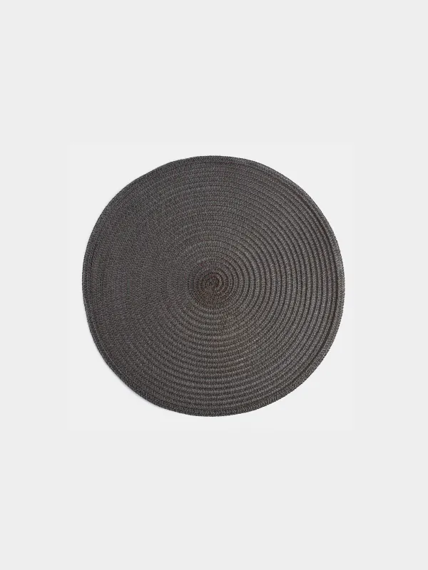Салфетка под приборы, 38 см, полипропилен/ПЭТ, круглая, графитовая, Basic, image-0