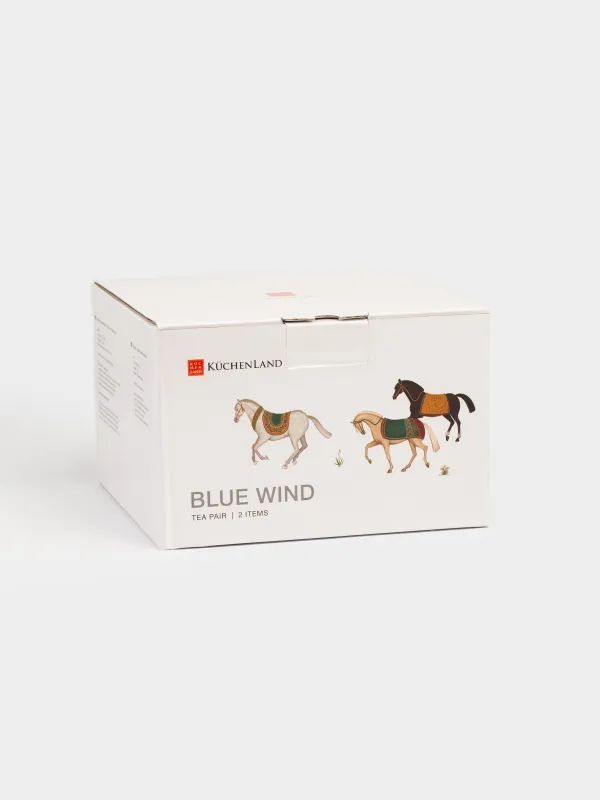 Пара чайная, 1 перс, 2 пр, 250 мл, фарфор F, зеленая, Кони, Blue wind, image-6