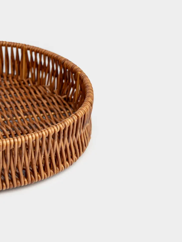 Поднос, 25 см, ротанг, круглый, коричневый, Blendy, image-3