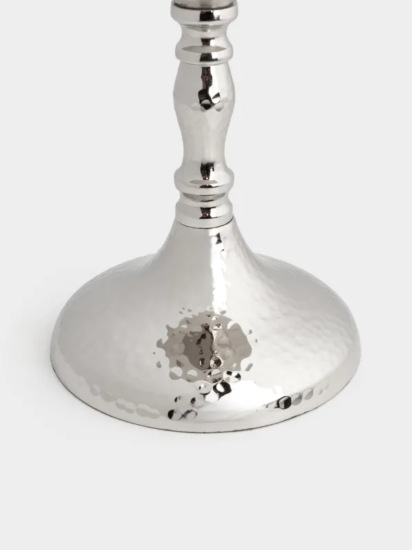 Подсвечник, 26 см, для одной свечи, на ножке, стекло/металл, серебристый, Кракелюр, Fantastic Ice, image-3