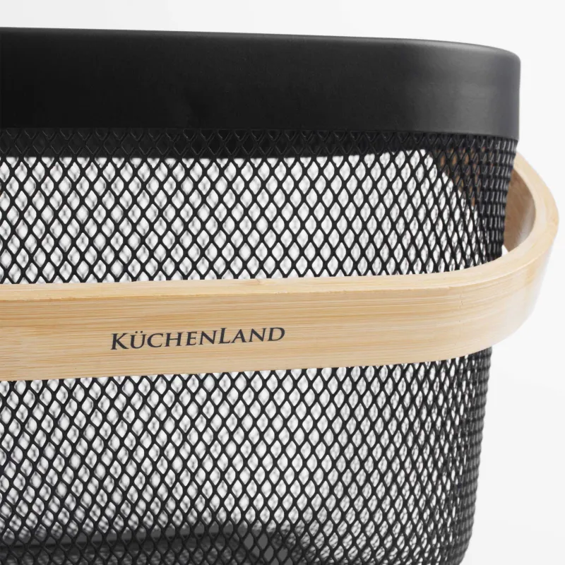 Корзина для хранения, 24х24х18 см, с ручкой, металл/бамбук, квадратная, черная, Gardening, image-5